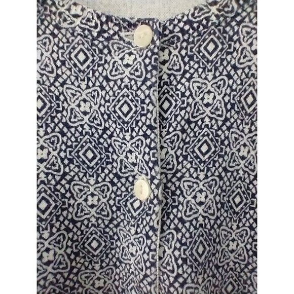 L.L. Bean Supima Cotton Cardigan Button Up Sweater Women's Blue Print  - XL - Picture 2 of 7